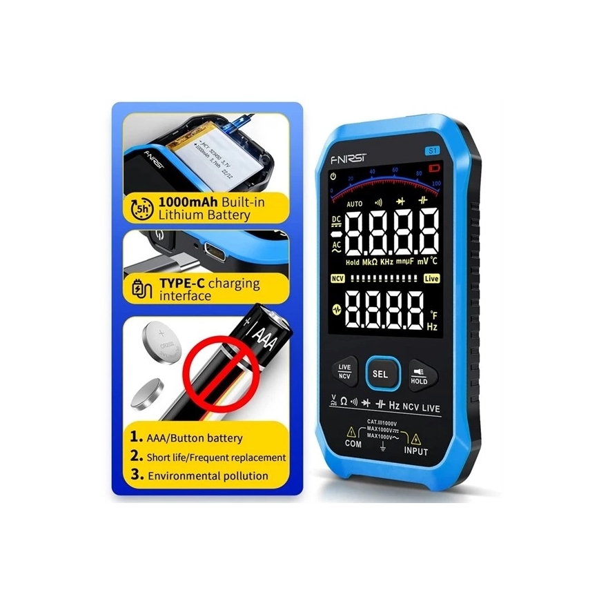 Multímetro 5 V, 1000 mAh