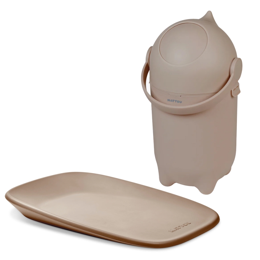 Nattou - Caixote do lixo para fraldas e tapete para mudar as fraldas SOFTY 50x70 cm castanho
