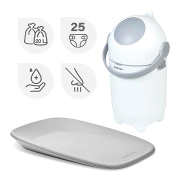 Nattou - Cesto para fraldas e almofada de troca SOFTY 50x70 cm branco/cinzento