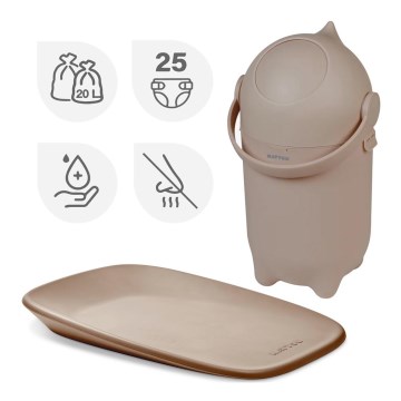 Nattou - Cesto para fraldas e trocador SOFTY 50x70 cm castanho