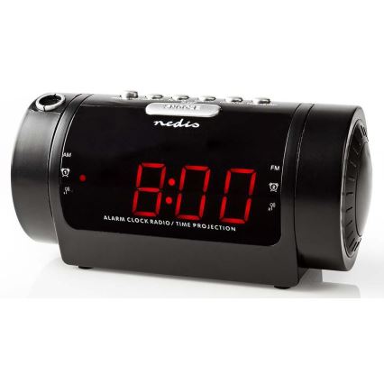 Rádio-despertador com visor LED e projetor 230V