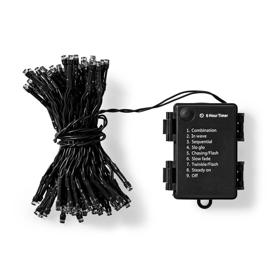 Corrente exterior de Natal LED 48xLED/7 funções/3xAA 4,1m IP44 branco quente