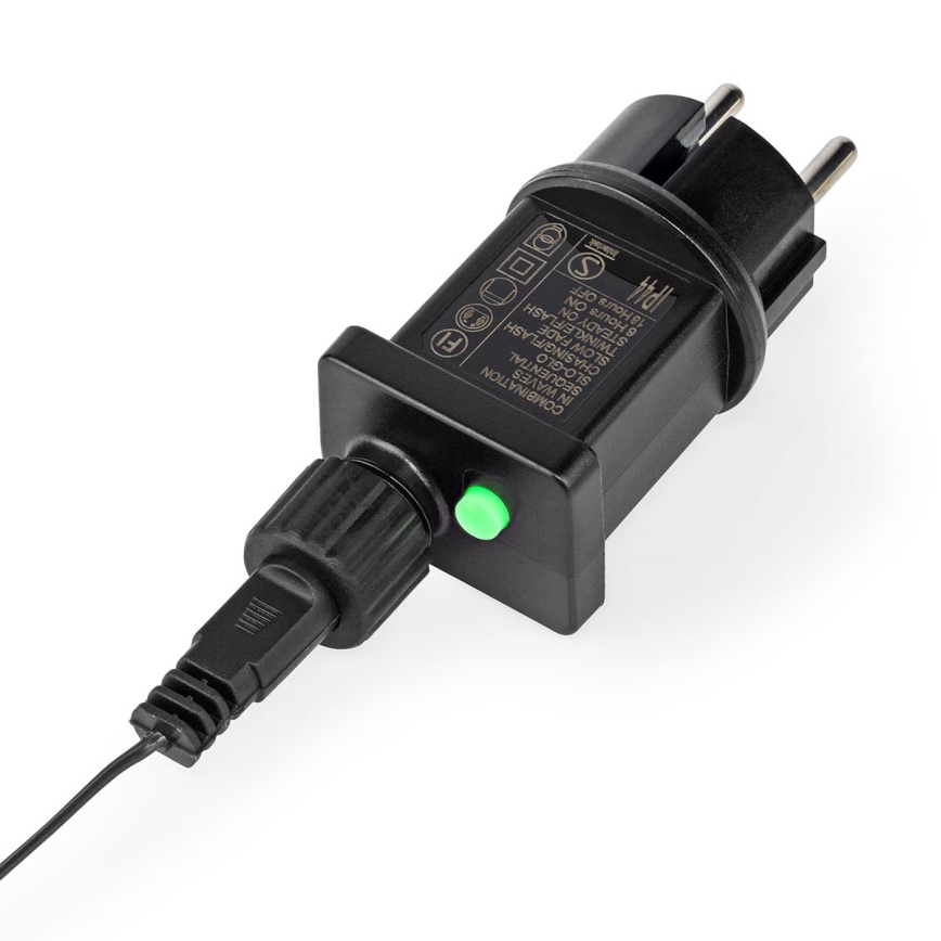 Cordão de luzes LED para exterior 400 LEDs / 7 funções, 11 m, IP44, branco quente