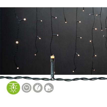 Cortina LED para exterior 180xLED/7 funções 10,9m IP44 branco quente