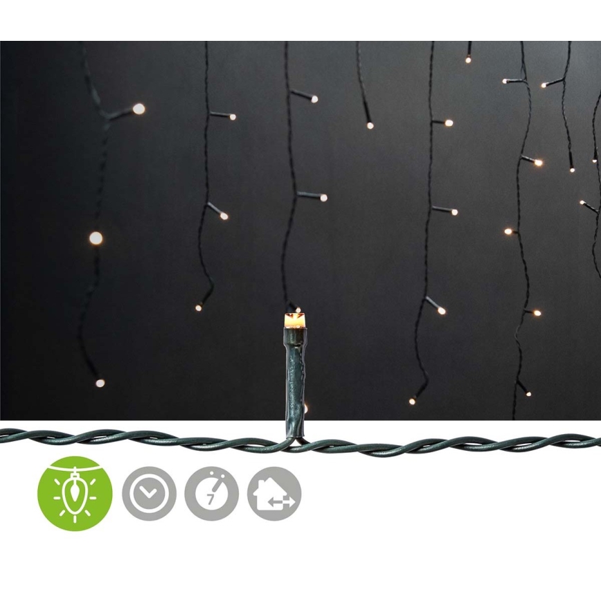 Cortina LED para exterior 180xLED/7 funções 10,9m IP44 branco quente