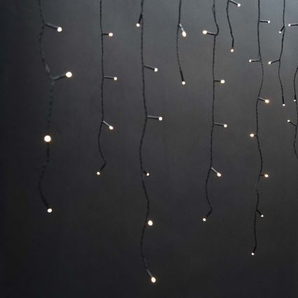 Cortina LED para exterior 360 LEDs, 7 funções, 14 m, IP44, branco quente