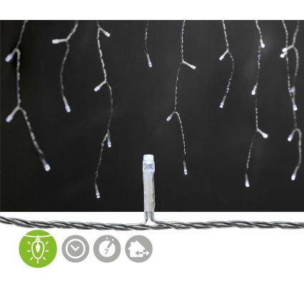 Cortina de Natal LED para Exterior 360 LEDs/7 funções 14m IP44 branco frio