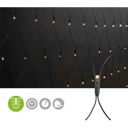 Cortina de LED para exterior 160 LEDs/7 funções 5 m IP44 branco quente