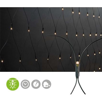 Cortina LED para exterior, 320 LEDs / 7 funções, 6 m, IP44, branco quente