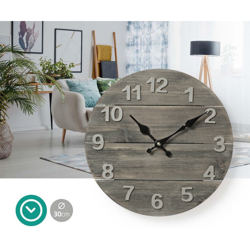 Relógio de parede 1xAA/1,5V abeto 30 cm