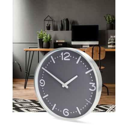 Relógio de parede Ø 30,5 cm, 1xAA, cromo fosco