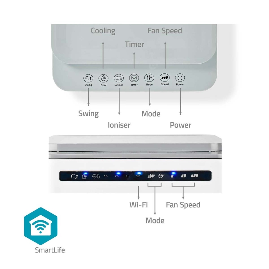 Arrefecedor de ar 65W/230V Wi-Fi Tuya branco + comando