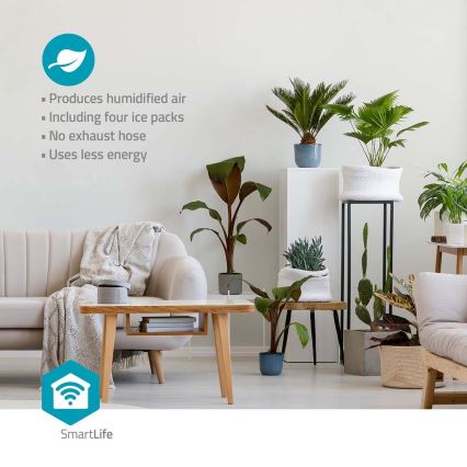 Arrefecedor de ar 65W/230V Wi-Fi Tuya branco + comando