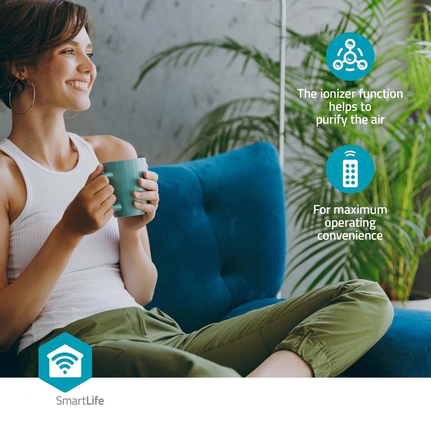 Arrefecedor de ar 65W/230V Wi-Fi Tuya branco + comando