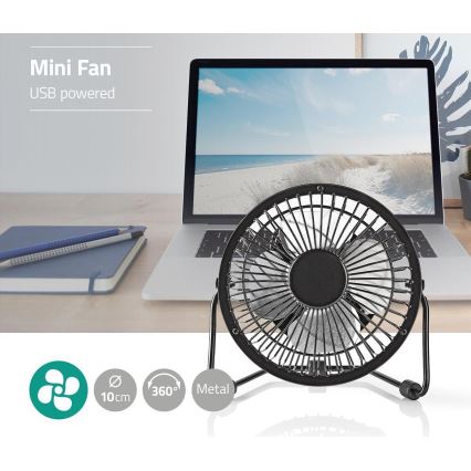 Ventilador de mesa 3W/USB 10 cm preto