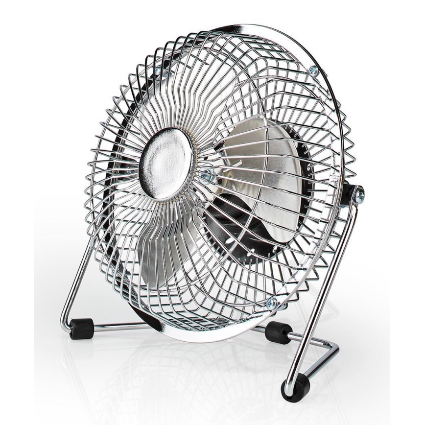Ventoinha de mesa 3W/USB 15 cm cromado brilhante