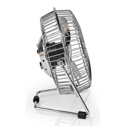 Ventoinha de mesa 3W/USB 15 cm cromado brilhante