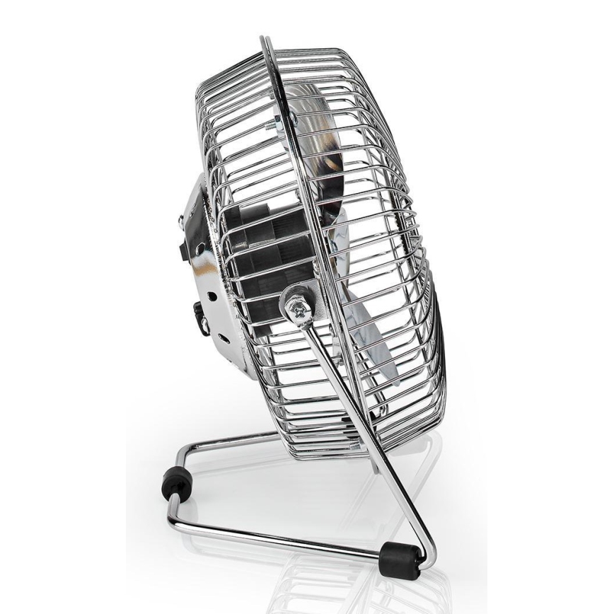 Ventoinha de mesa 3W/USB 15 cm cromado brilhante