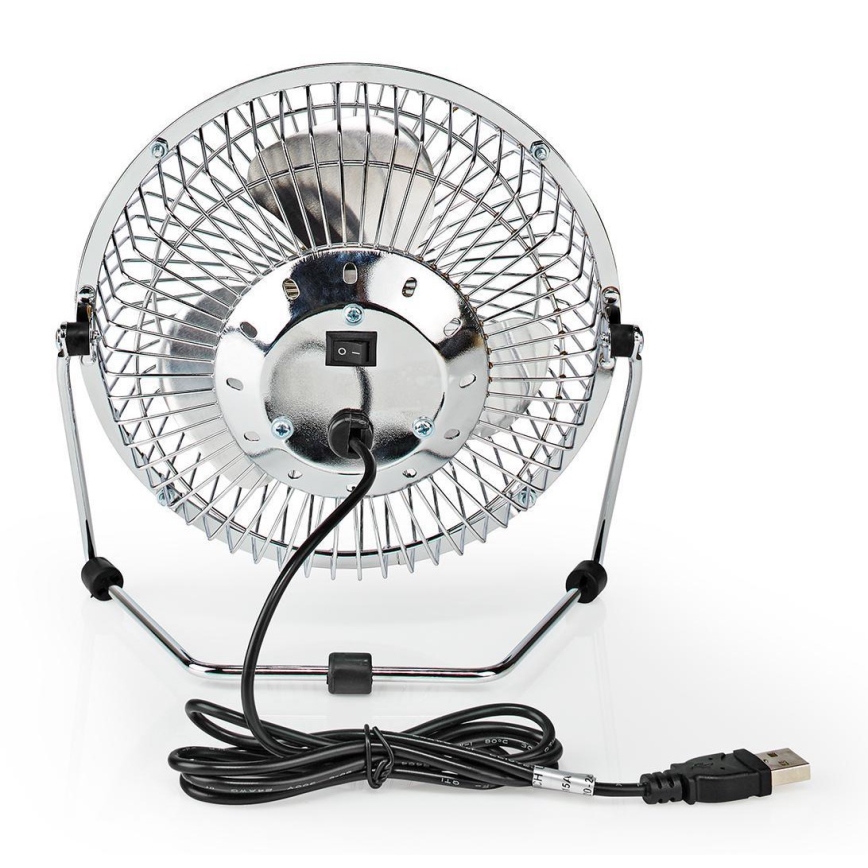 Ventoinha de mesa 3W/USB 15 cm cromado brilhante