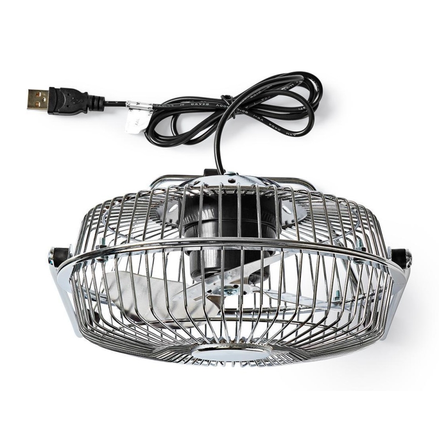 Ventoinha de mesa 3W/USB 15 cm cromado brilhante