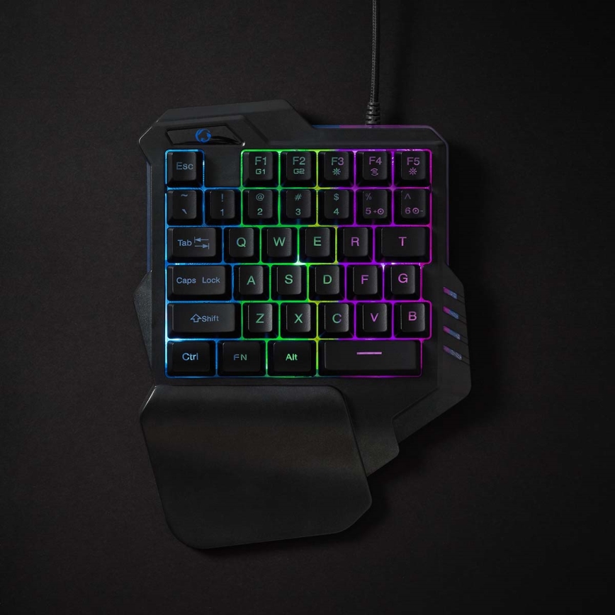 Teclado de gaming para uma mão LED RGB 5V