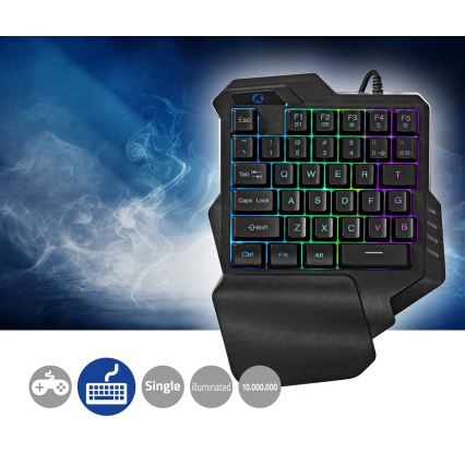 Teclado de gaming para uma mão LED RGB 5V