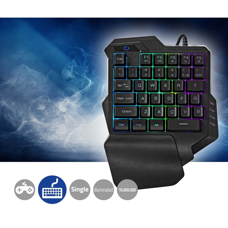 Teclado de gaming para uma mão LED RGB 5V