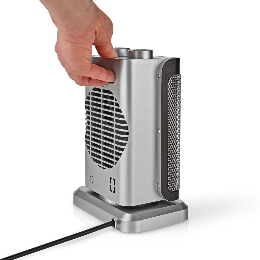 Ventoinha com elemento de aquecimento cerâmico 1000/1500W/230V prateado