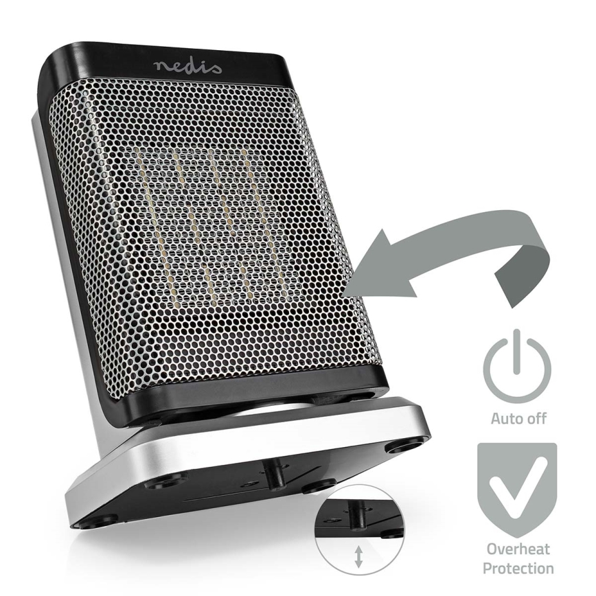 Ventoinha com elemento de aquecimento cerâmico 1000/1500W/230V prateado