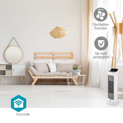 Ventoinha com uma elemento de aquecimento cerâmico Smartlife 1400/2000W/230V Wi-Fi Tuya + comando