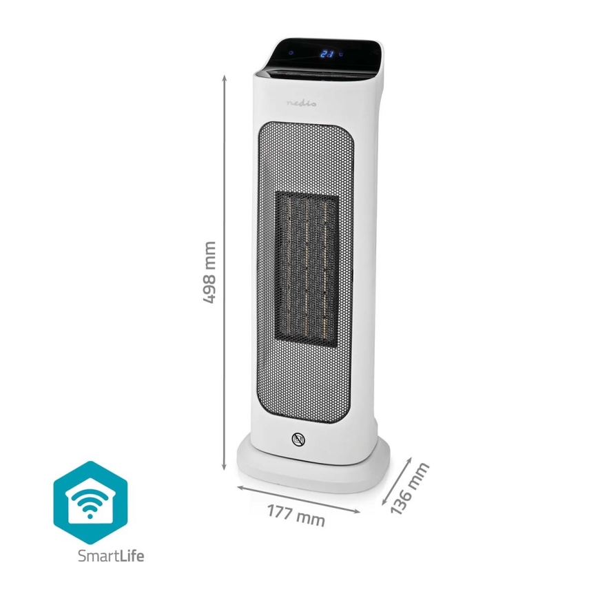 Ventoinha com uma elemento de aquecimento cerâmico Smartlife 1400/2000W/230V Wi-Fi Tuya + comando