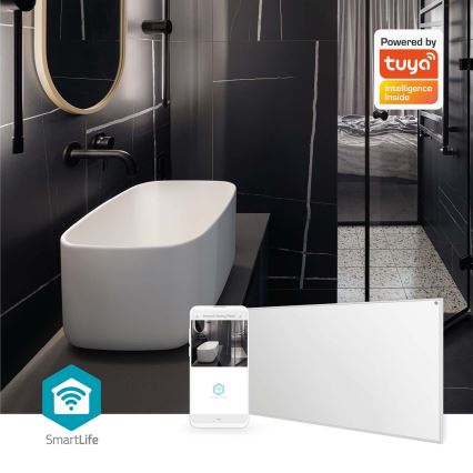 Painel de aquecimento infravermelho 700 W/230 V 120 x 62 cm IP44 Wi-Fi Tuya + controlo remoto