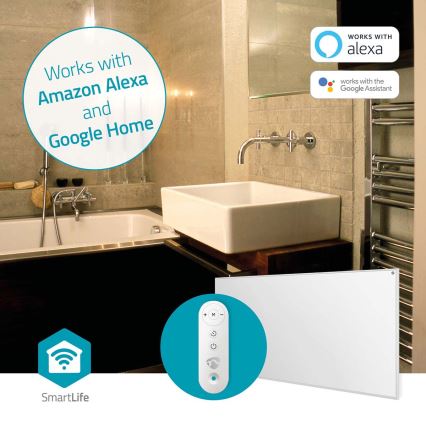 Painel de aquecimento infravermelho 700 W/230 V 120 x 62 cm IP44 Wi-Fi Tuya + controlo remoto