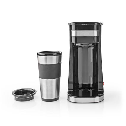 Nedis KACM300FBK - Máquina de café para uma caneca 0,4 l com caneca de viagem