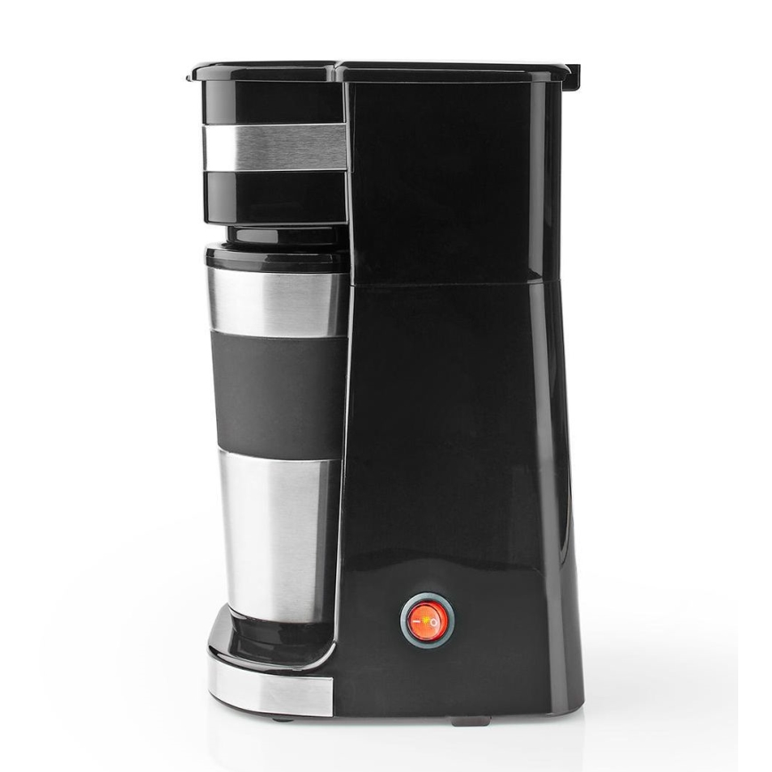Nedis KACM300FBK - Máquina de café para uma caneca 0,4 l com caneca de viagem