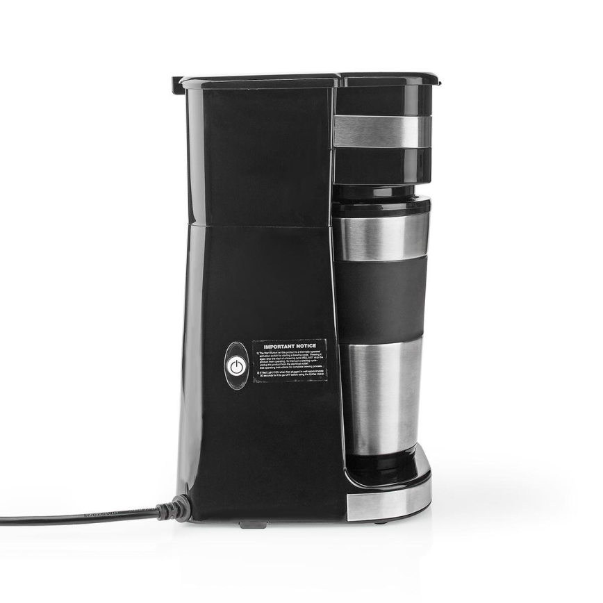 Nedis KACM300FBK - Máquina de café para uma caneca 0,4 l com caneca de viagem
