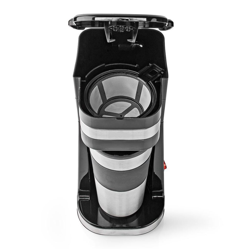 Nedis KACM300FBK - Máquina de café para uma caneca 0,4 l com caneca de viagem
