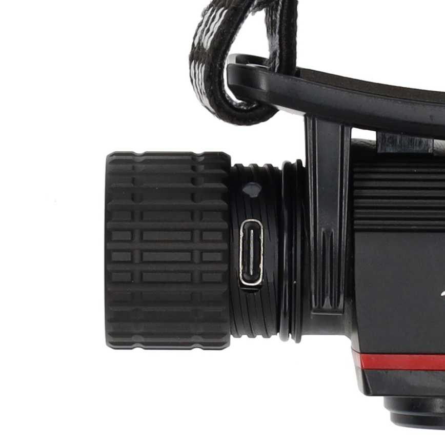 Lanterna frontal LED recarregável em alumínio com regulador de intensidade LED/10W/5V 2200 mAh IPX8 preta