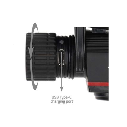 Lanterna frontal LED recarregável em alumínio com regulador de intensidade LED/10W/5V 2200 mAh IPX8 preta