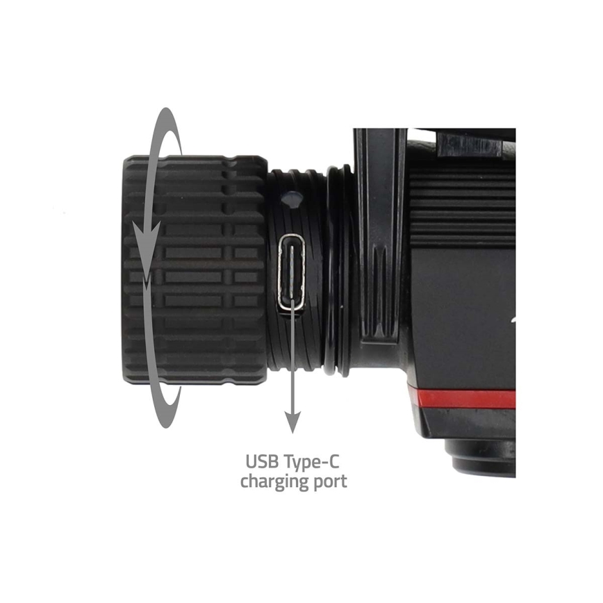 Lanterna frontal LED recarregável em alumínio com regulador de intensidade LED/10W/5V 2200 mAh IPX8 preta