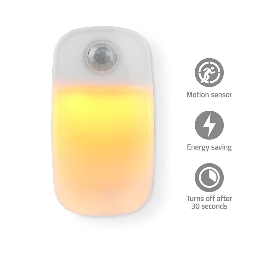 Luz de orientação LED com sensor de movimento e anoitecer LED/0,55W/230V branco