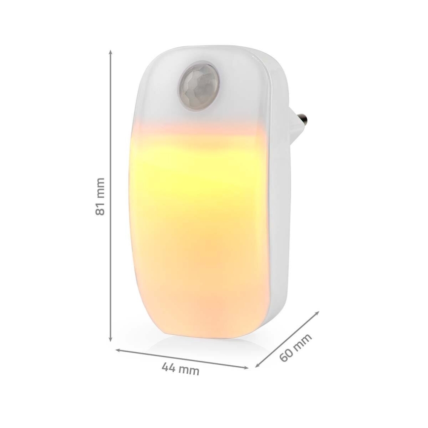 Luz de orientação LED com sensor de movimento e anoitecer LED/0,55W/230V branco