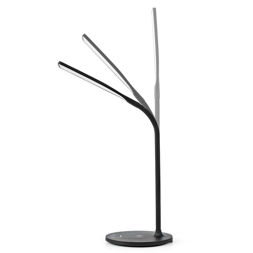 LED Regulação táctil flexible candeeiro de mesa com 15W carregamento sem fios Qi LED/5,5W/230V 2700-6500K preto