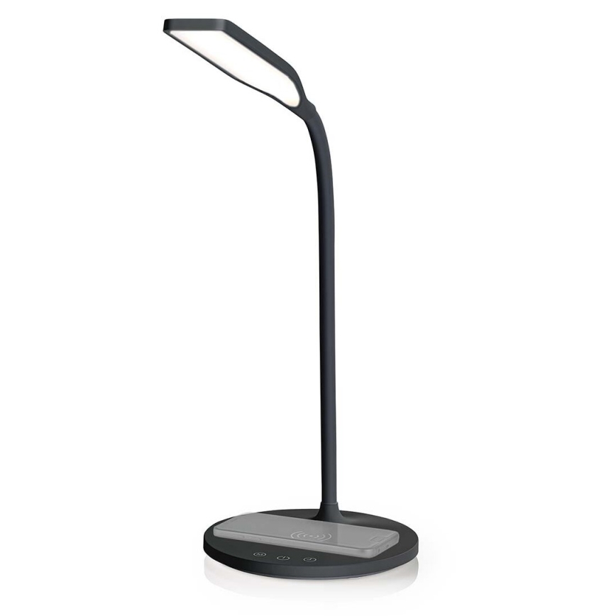 LED Regulação táctil flexible candeeiro de mesa com 15W carregamento sem fios Qi LED/5,5W/230V 2700-6500K preto