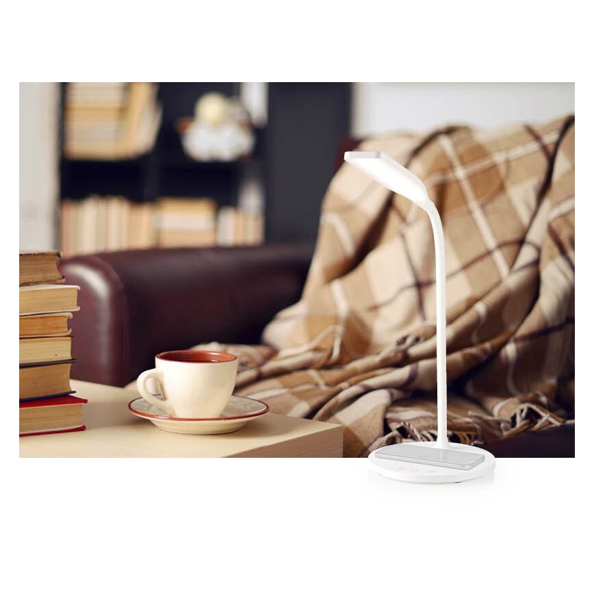 LED Regulação táctil flexible candeeiro de mesa com 15W carregamento sem fios Qi LED/5,5W/230V 2700-6500K branco