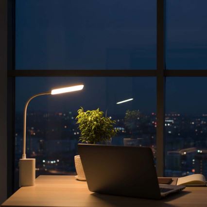 Lâmpada de mesa LED flexível com clipe, tátil, recarregável e regulável LED/5W/1200 mAh branca
