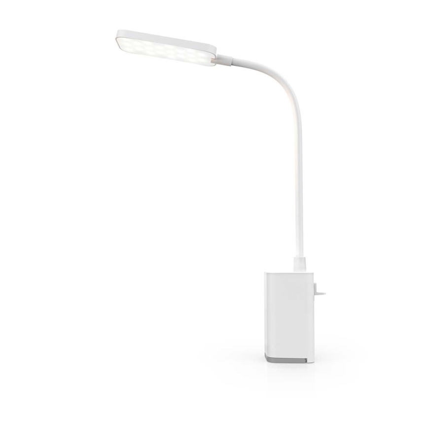 Lâmpada de mesa LED flexível com clipe, tátil, recarregável e regulável LED/5W/1200 mAh branca