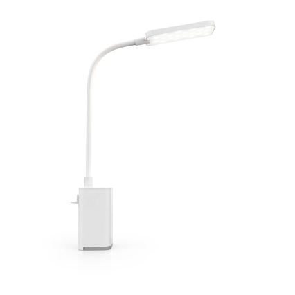 Lâmpada de mesa LED flexível com clipe, tátil, recarregável e regulável LED/5W/1200 mAh branca