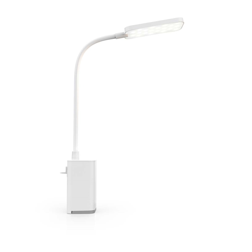 Lâmpada de mesa LED flexível com clipe, tátil, recarregável e regulável LED/5W/1200 mAh branca