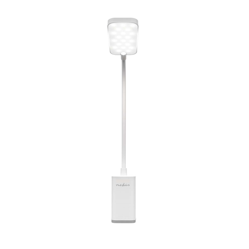 Lâmpada de mesa LED flexível com clipe, tátil, recarregável e regulável LED/5W/1200 mAh branca